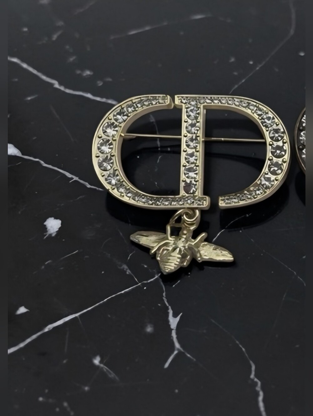 Christian UPCYCLED Dior Bee Charms made into brooche-Gold